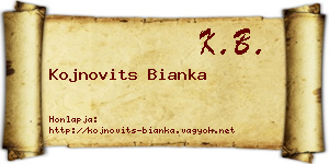 Kojnovits Bianka névjegykártya